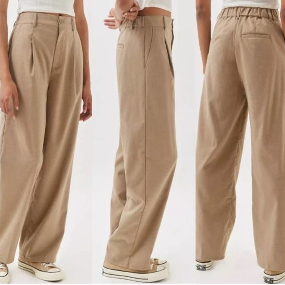 Urban Outfitters Tan Wide-Leg Trousers